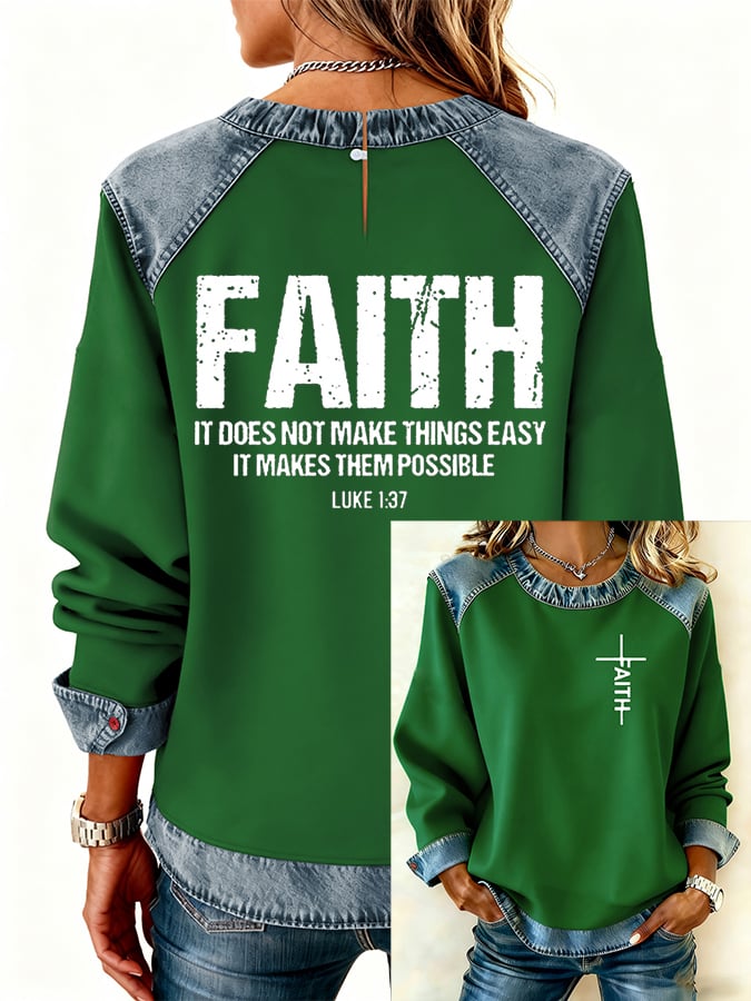 Women's Casual Faith Print Sweatshirt