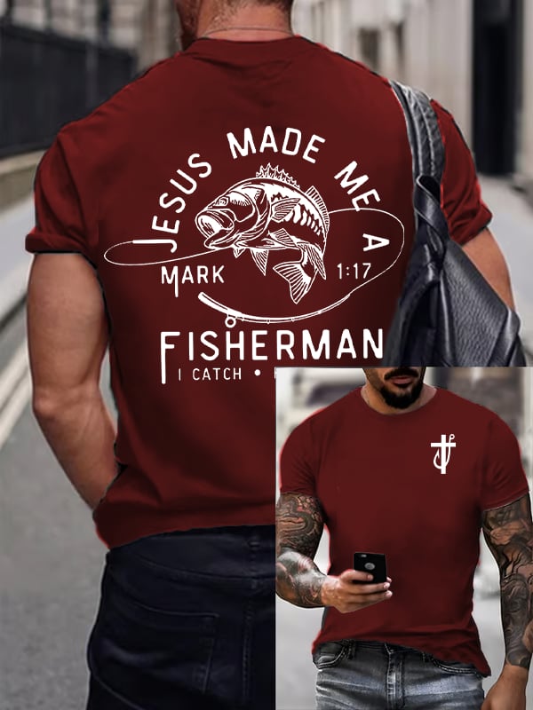 Men'S  fishing Casual Faith Short-Sleeved T-Shirt