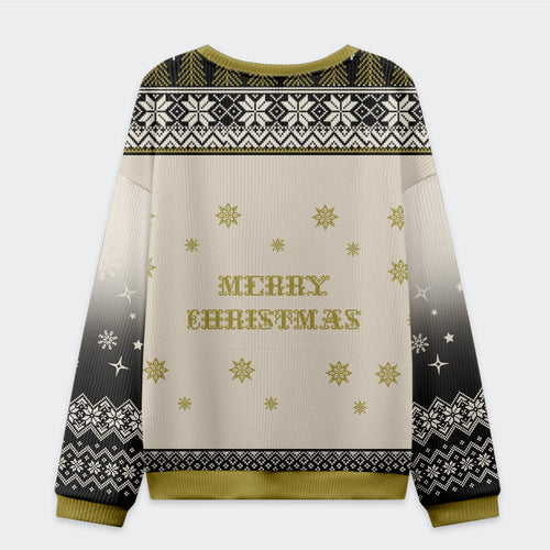 Tokyo-Tiger Black Cat Drinking Tea Christmas Ugly Sweatshirt