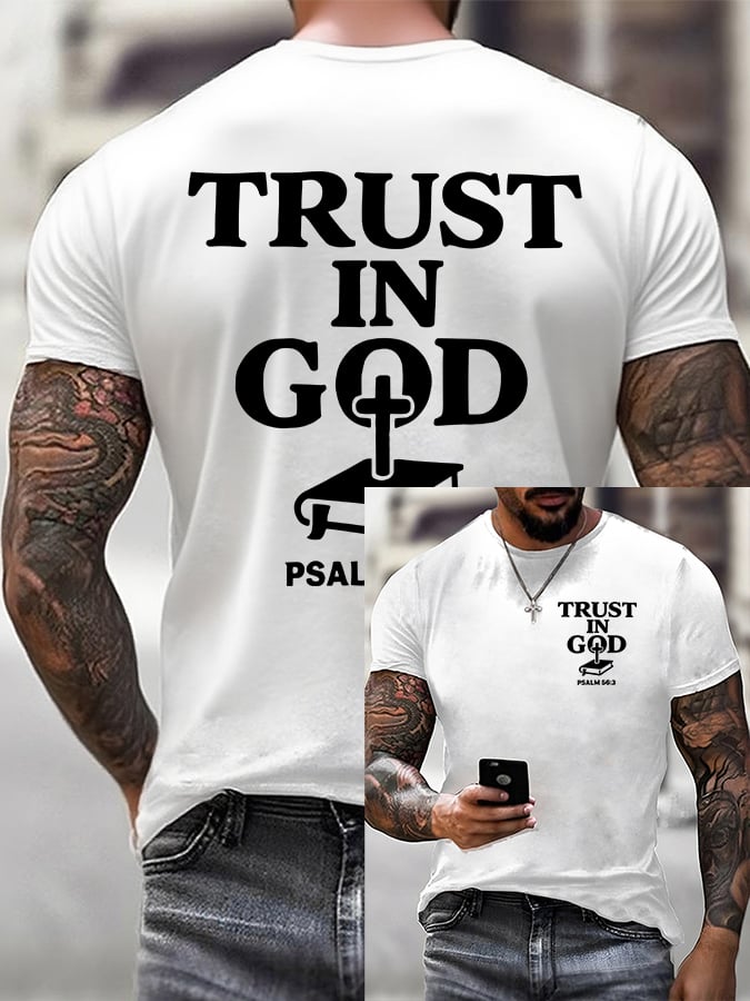 Men'S Casual Psalm 56:3 Trust In God Print T-Shirt