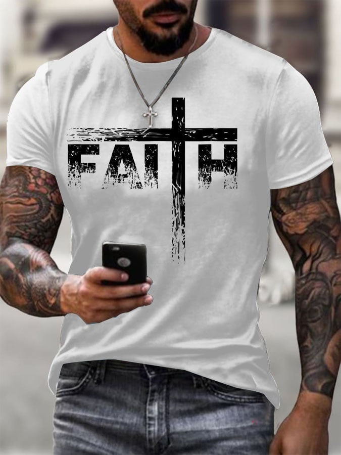 🔥Buy 3 Get 15% Off🔥Men's Faith Print T-Shirt