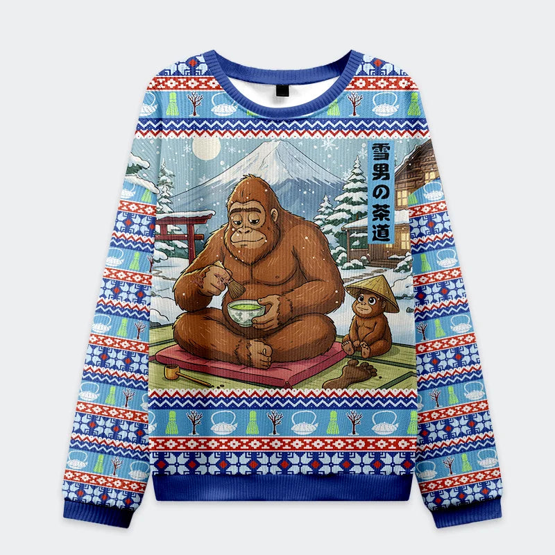 Tokyo-Tiger Yukio Grinds Matcha Christmas Ugly Sweatshirt
