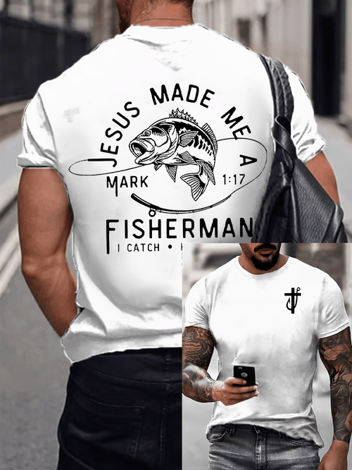 Men'S  fishing Casual Faith Short-Sleeved T-Shirt