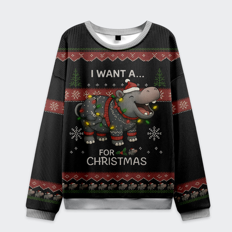 Tokyo-Tiger I Want a Moo Deng Christmas Ugly Sweatshirt