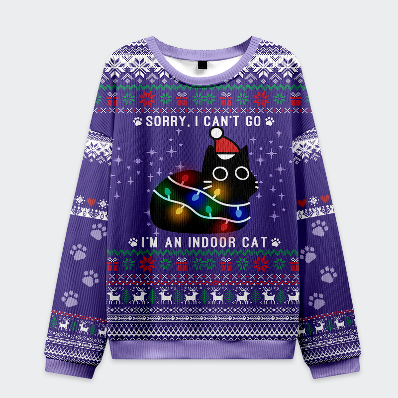 Tokyo-Tiger Sorry, I’m an Indoor Cat Christmas Ugly Sweatshirt