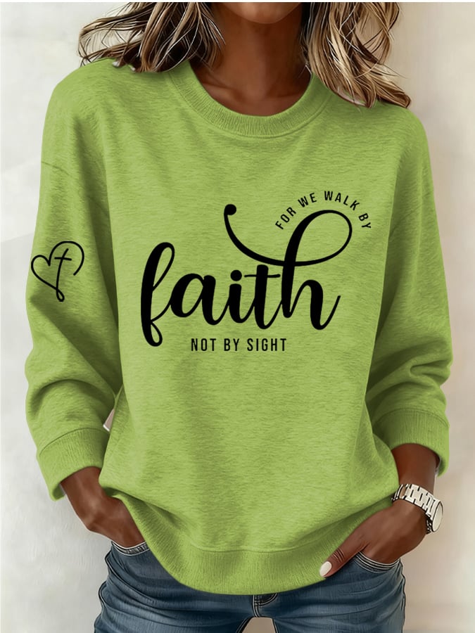 Women's Retro Faith Printed Sweatshirt