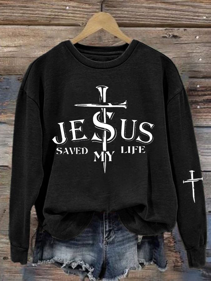 Women'S JESUS SAVED MY LIFE Print Sweatshirt