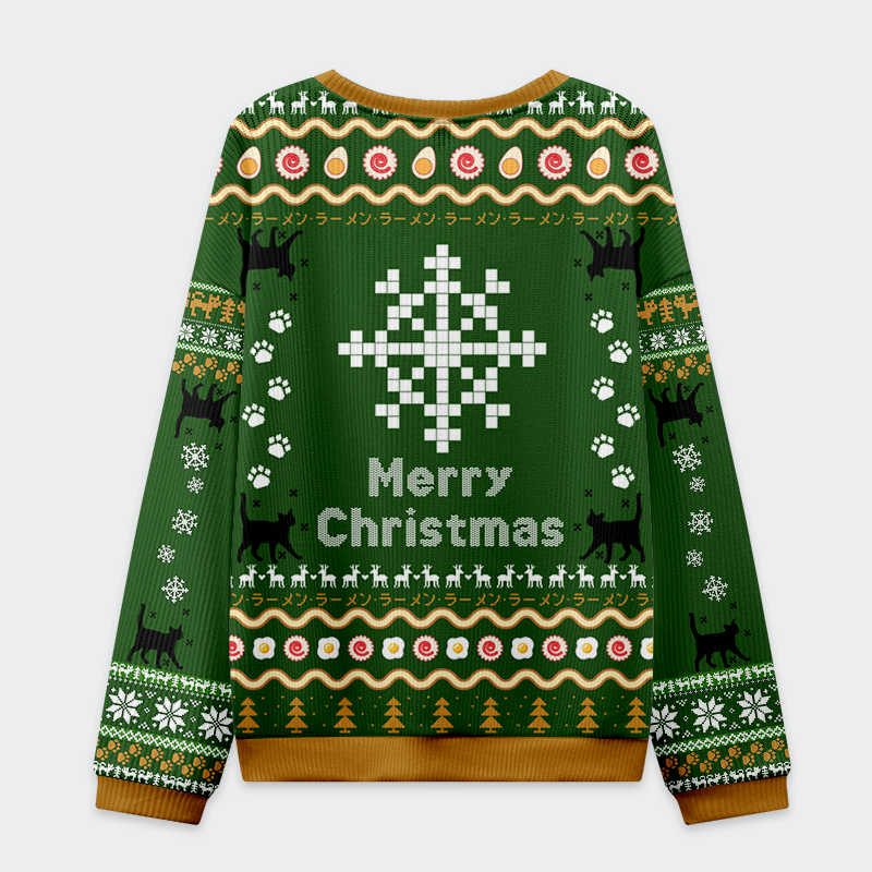 Tokyo-Tiger All I Want for Christmas is Ramen Cat Ugly Sweatshirt