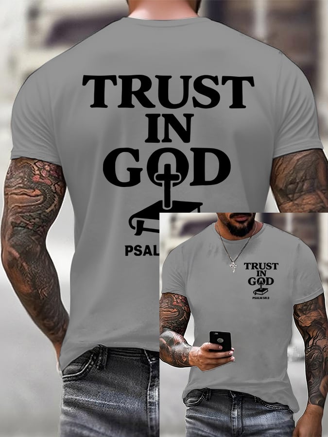 Men'S Casual Psalm 56:3 Trust In God Print T-Shirt