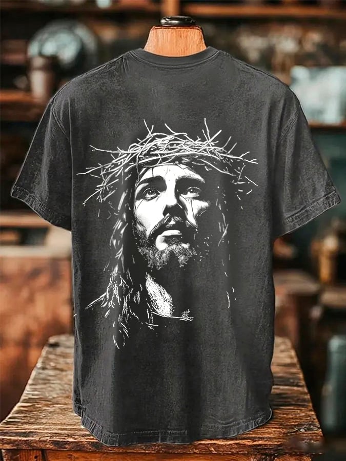 🔥Buy 3 Get 15% Off🔥Men's Faith Cross Print Crew Neck T-shirt