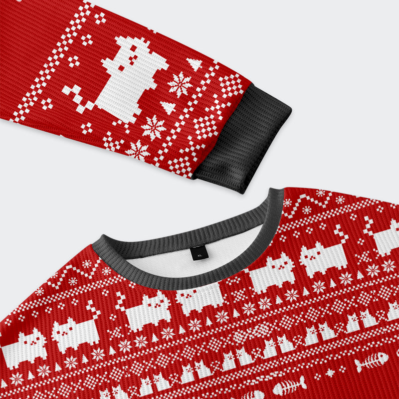 Tokyo-Tiger Funny Taking a Cat to Eat Ramen Christmas Ugly Sweatshirt
