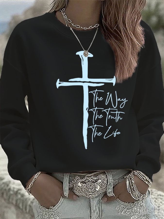 Women's Jesus The Way The Truth The Life Print Sweatshirt