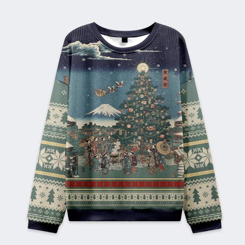 Tokyo-Tiger Japanese Traditions Christmas Ugly Sweatshirt