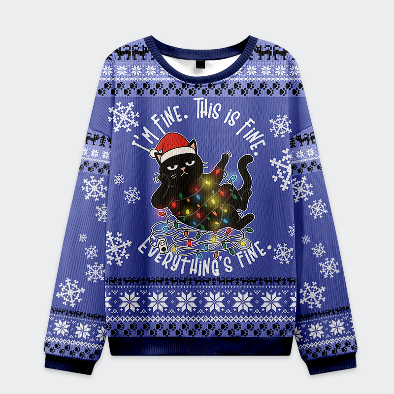 Tokyo-Tiger Cat:Everything Is Fine Funny Ugly Sweatshirt