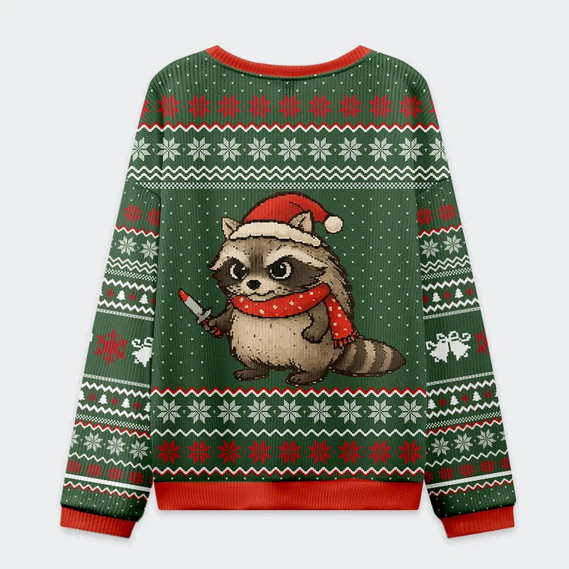 Tokyo-Tiger Raccoons Need Snacks Funny Christmas Ugly Sweatshirt