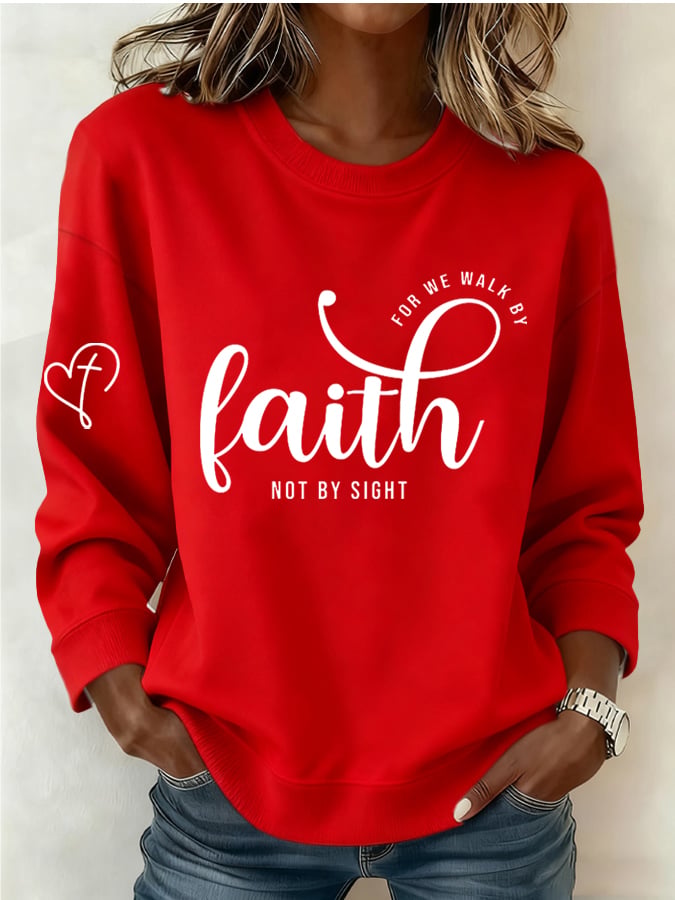 Women's Retro Faith Printed Sweatshirt