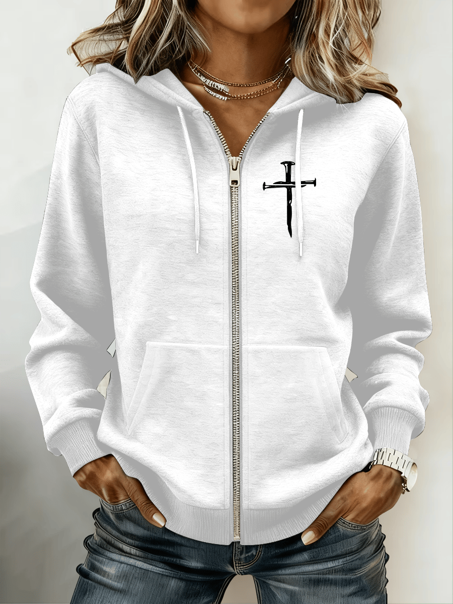 Women's Cross Retro Hooded Zip-Up Sweatshirt
