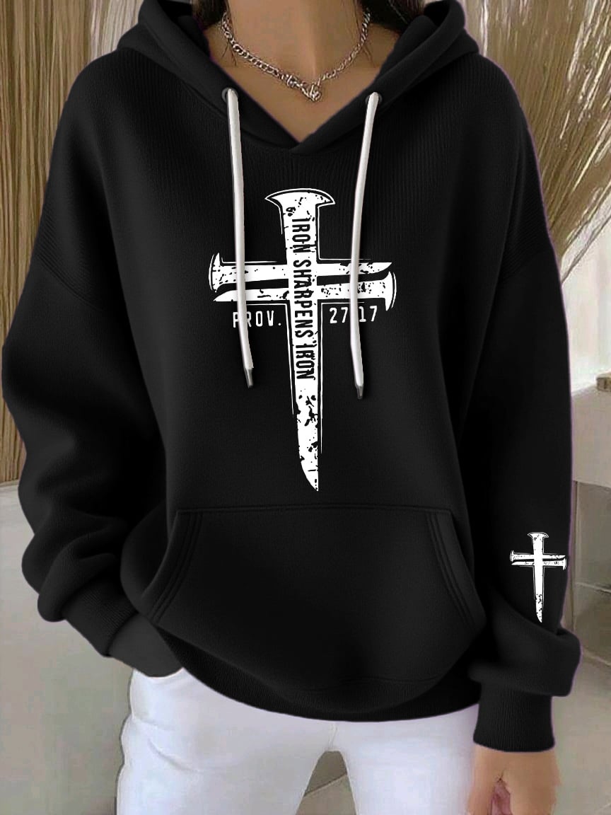 Women's Faith Print Casual Hoodie