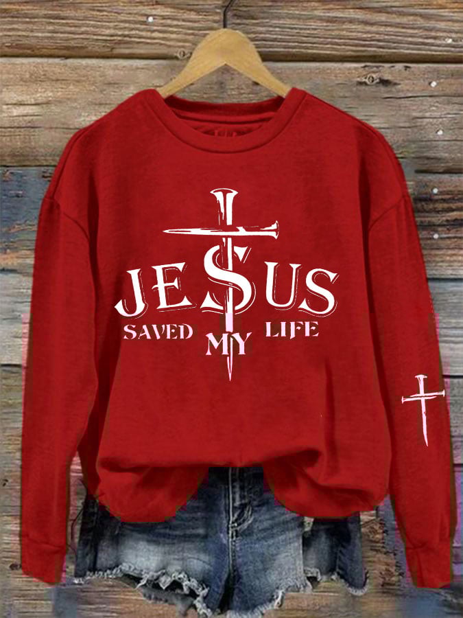 Women'S JESUS SAVED MY LIFE Print Sweatshirt