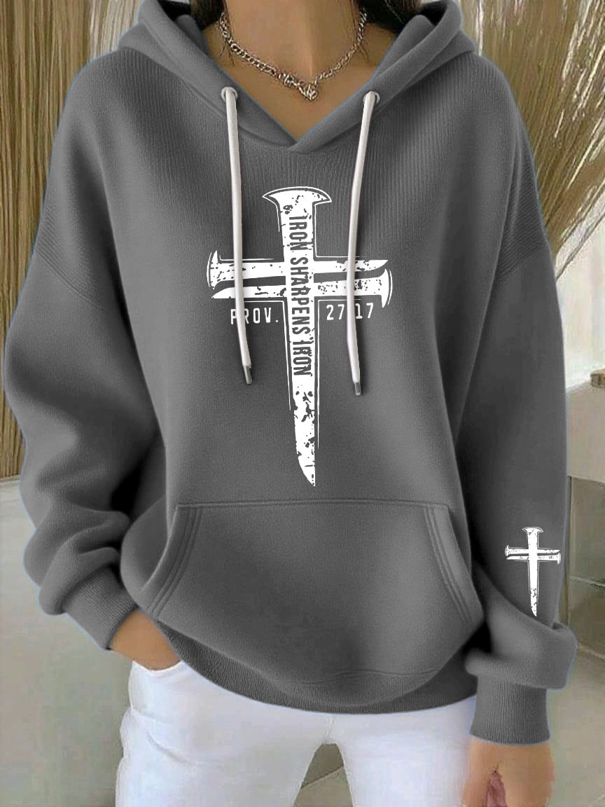 Women's Faith Print Casual Hoodie