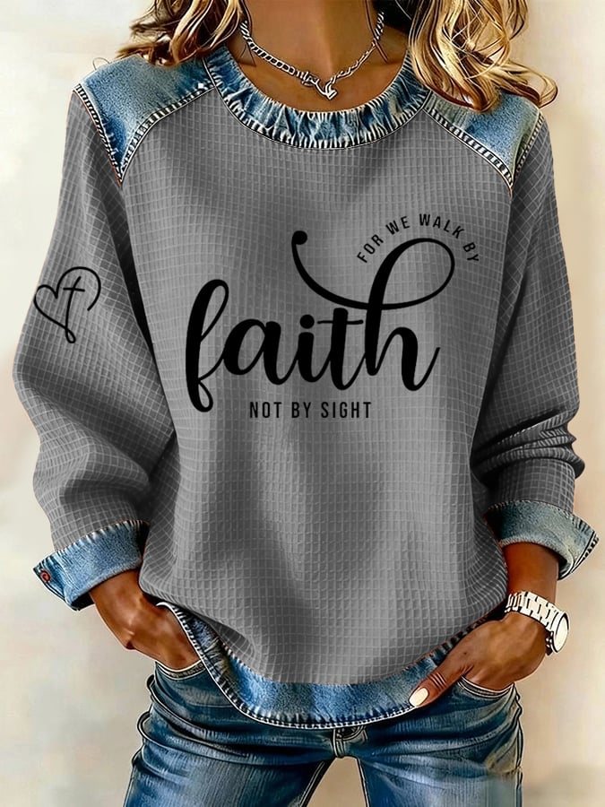 Women's Retro Faith Printed Sweatshirt