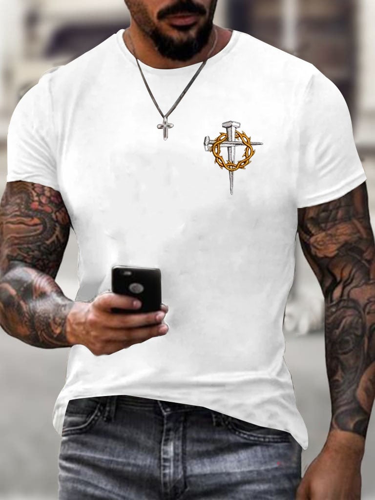 Men's Faith Cross Printed Casual T-shirt