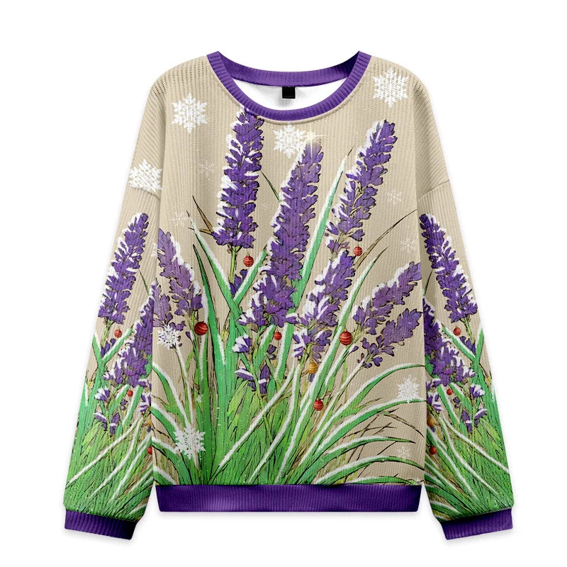 Tokyo-Tiger Japanese Lavender Christmas Ugly Sweatshirt