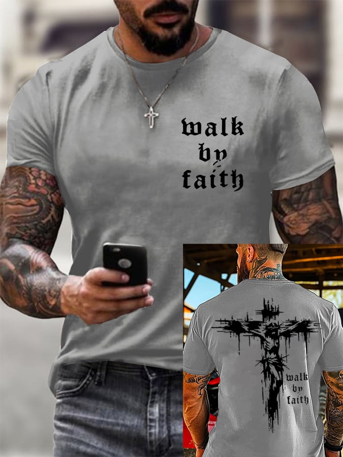 🔥Buy 3 Get 15% Off🔥🔥Hot Sale Picks 🔥Men's Walk By Faith  Short-sleeved T-shirt