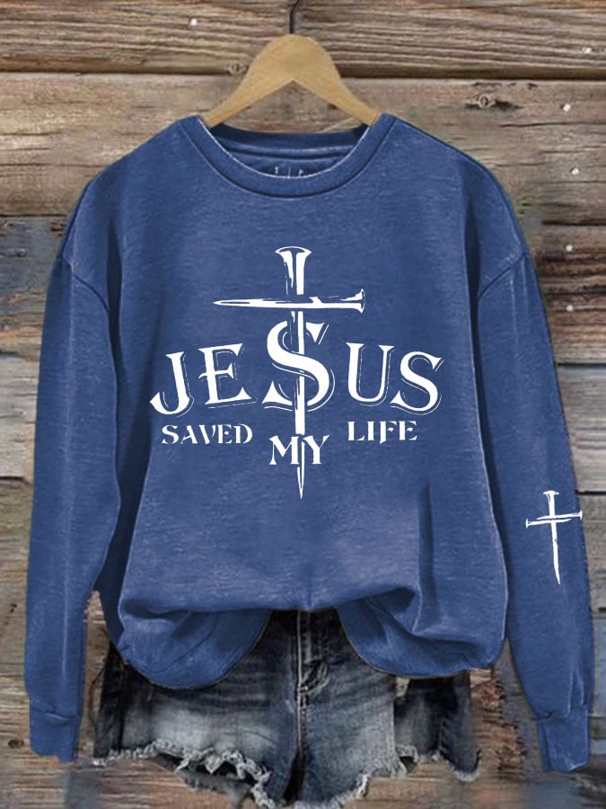 Women'S JESUS SAVED MY LIFE Print Sweatshirt