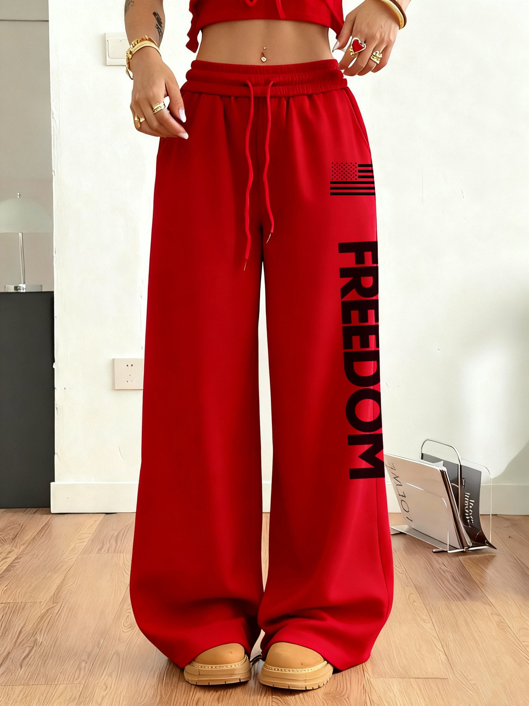 Women's Casual Fashion Freedom Flag Pants