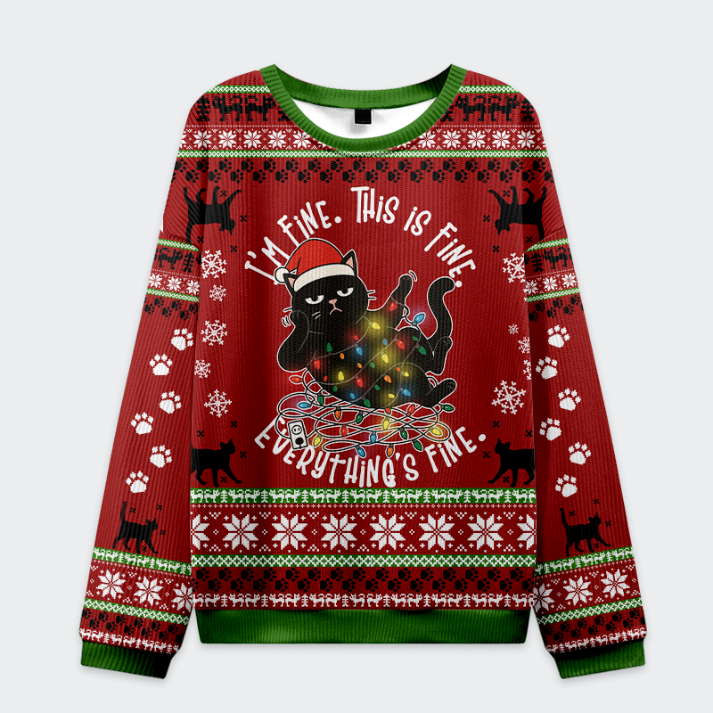 Tokyo-Tiger Cat Everything is fine Ugly Sweatshirt