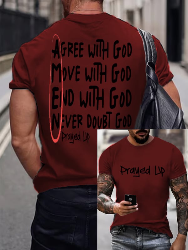 Men'S Casual "I Have Prayed And Been Ready To Face Anything" Faith Short Sleeve T-Shirt