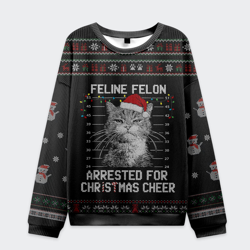 Tokyo-Tiger The Arrested Cat Christmas Ugly Sweatshirt