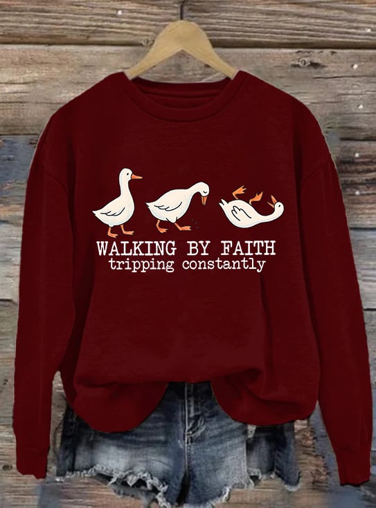 Women's   Walking by Faith Tripping Constantly  Sweatshirt