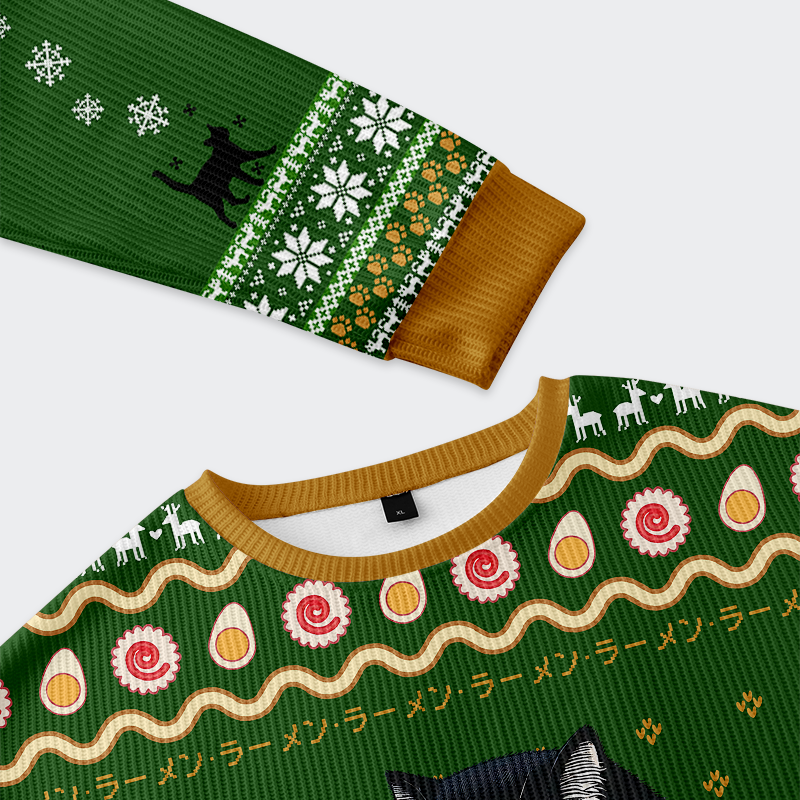 Tokyo-Tiger All I Want for Christmas is Ramen Cat Ugly Sweatshirt