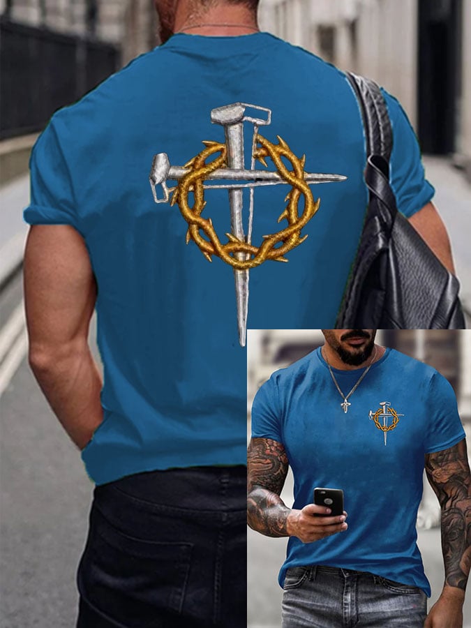 Men's Faith Cross Printed Casual T-shirt
