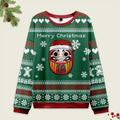 Tokyo-Tiger Japanese Daruma Green Christmas Ugly Sweatshirt