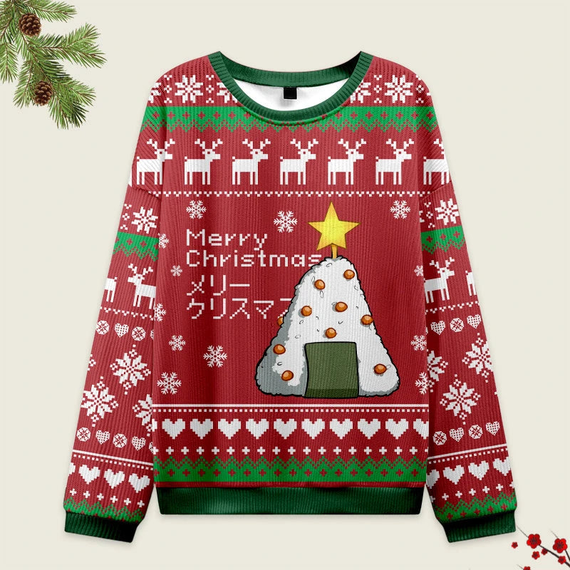 Tokyo-Tiger Rice Ball Japanese Red Christmas Ugly Sweatshirt