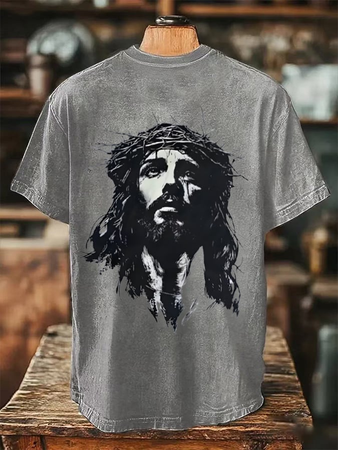 🔥Buy 3 Get 15% Off🔥Men's Faith Cross Print Crew Neck T-shirt