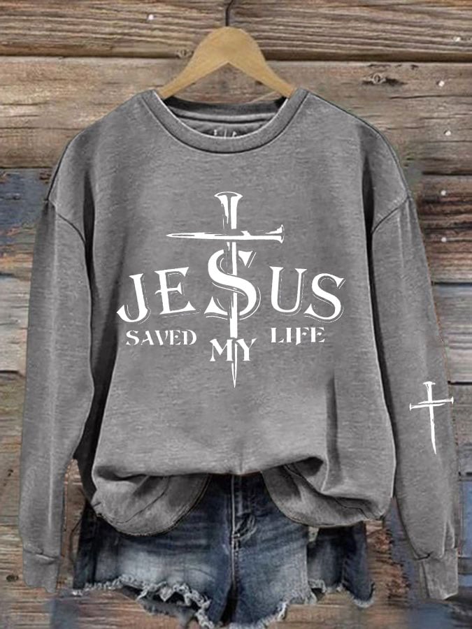 Women'S JESUS SAVED MY LIFE Print Sweatshirt