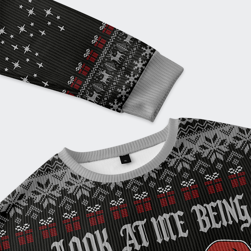 Tokyo-Tiger Look at Me Being Festive Skeleton Christmas Ugly Sweatshirt
