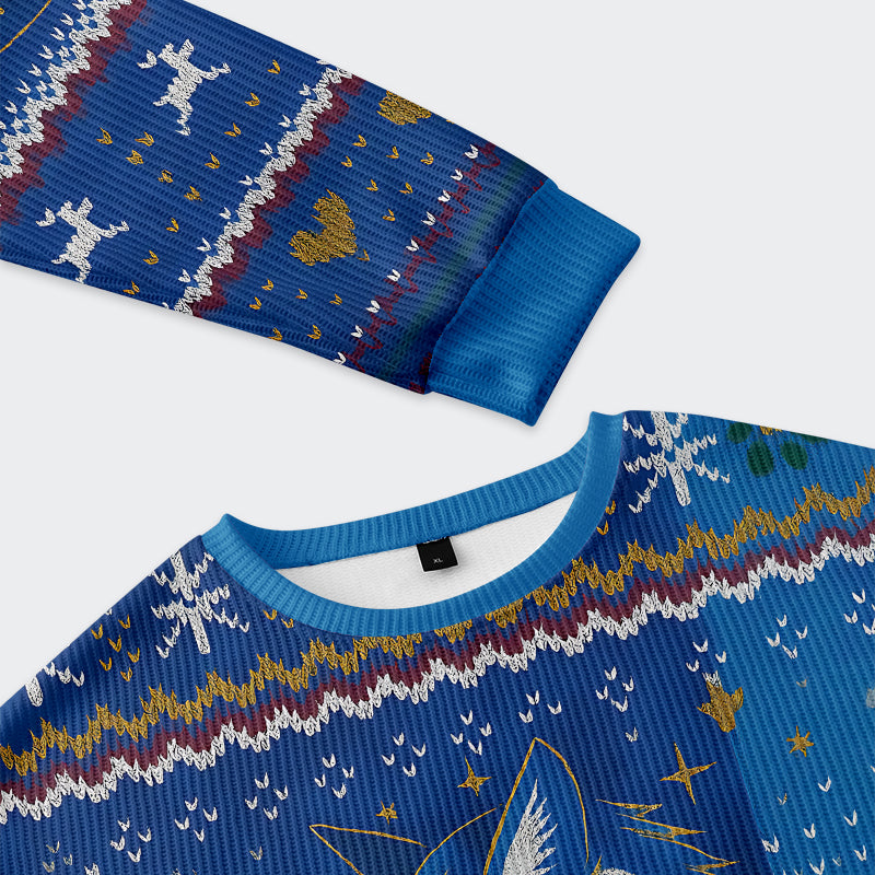 Tokyo-Tiger Retro Zen Cat: Living the Present Christmas Ugly Sweatshirt