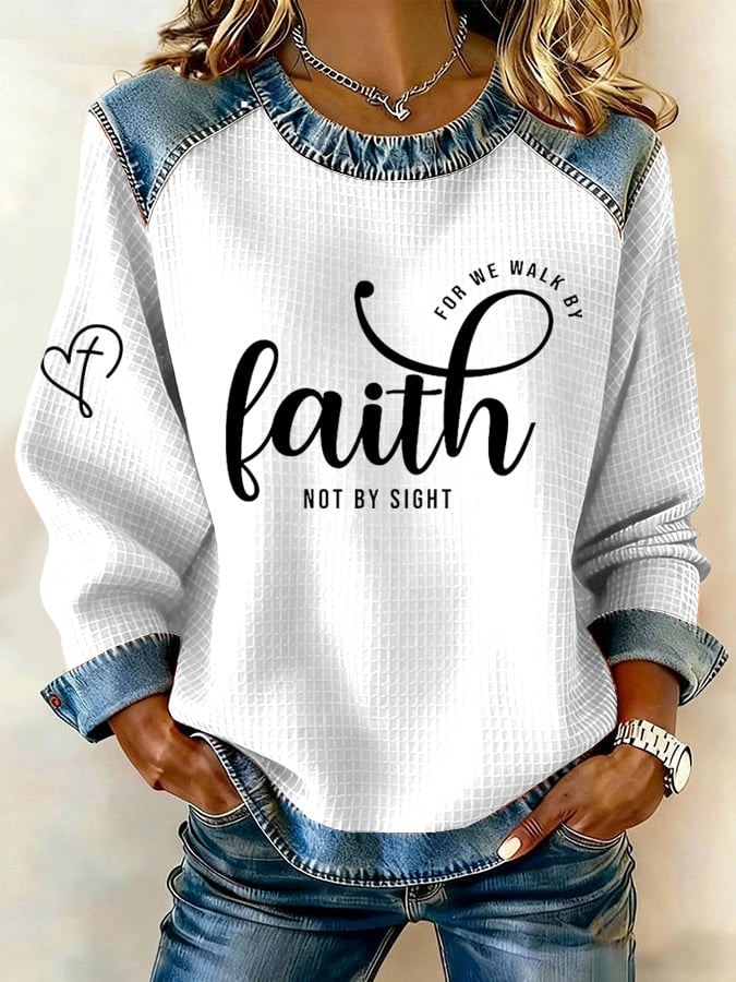 Women's Retro Faith Printed Sweatshirt