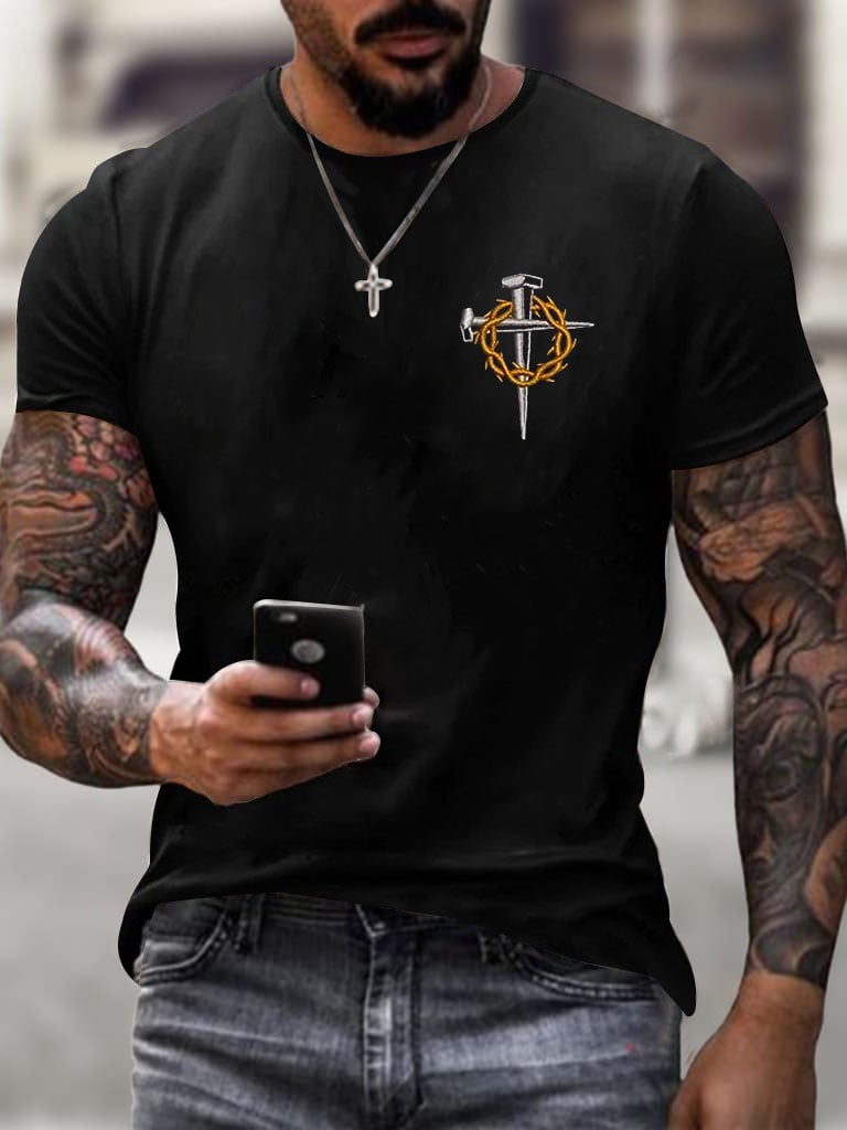 Men's Faith Cross Printed Casual T-shirt