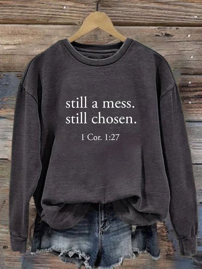 Women'S Casual Faith Print Sweatshirt