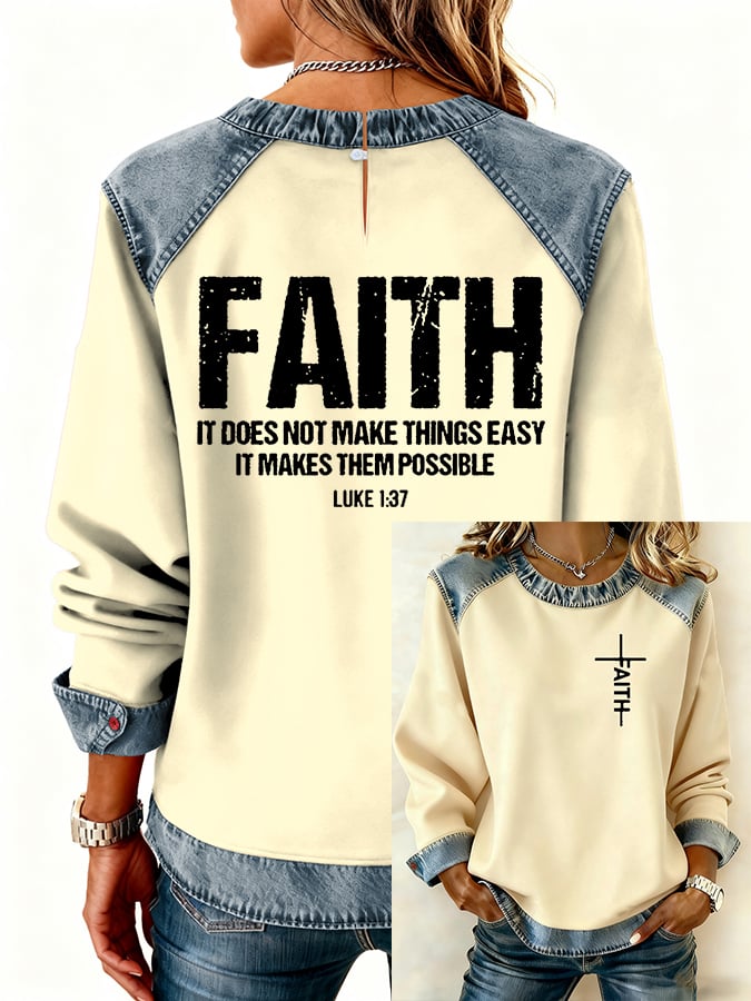 Women's Casual Faith Print Sweatshirt