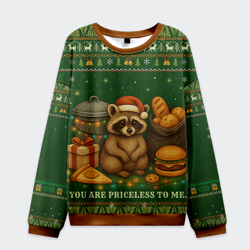 Tokyo-Tiger You Are Priceless Raccoon Christmas Ugly Sweatshirt