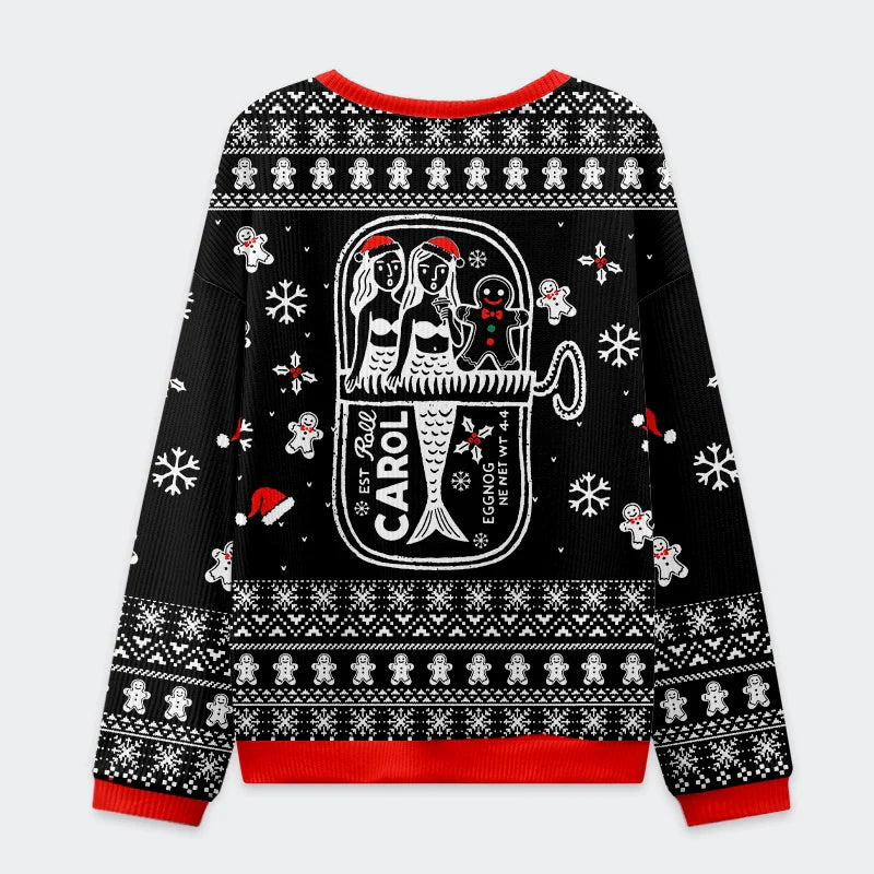 Tokyo-Tiger Mermaid And Gingerbread Man Christmas Ugly Sweatshirt