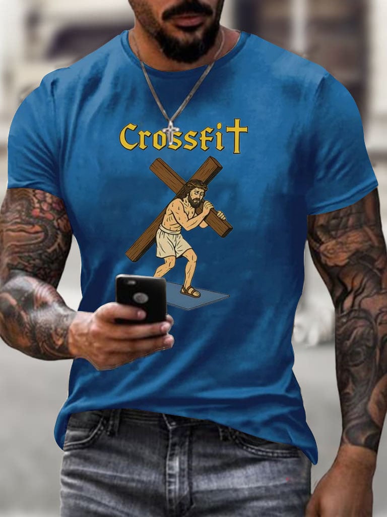🔥Buy 3 Get 15% Off🔥Men's Crossfit Jesus Printed Casual T-shirt